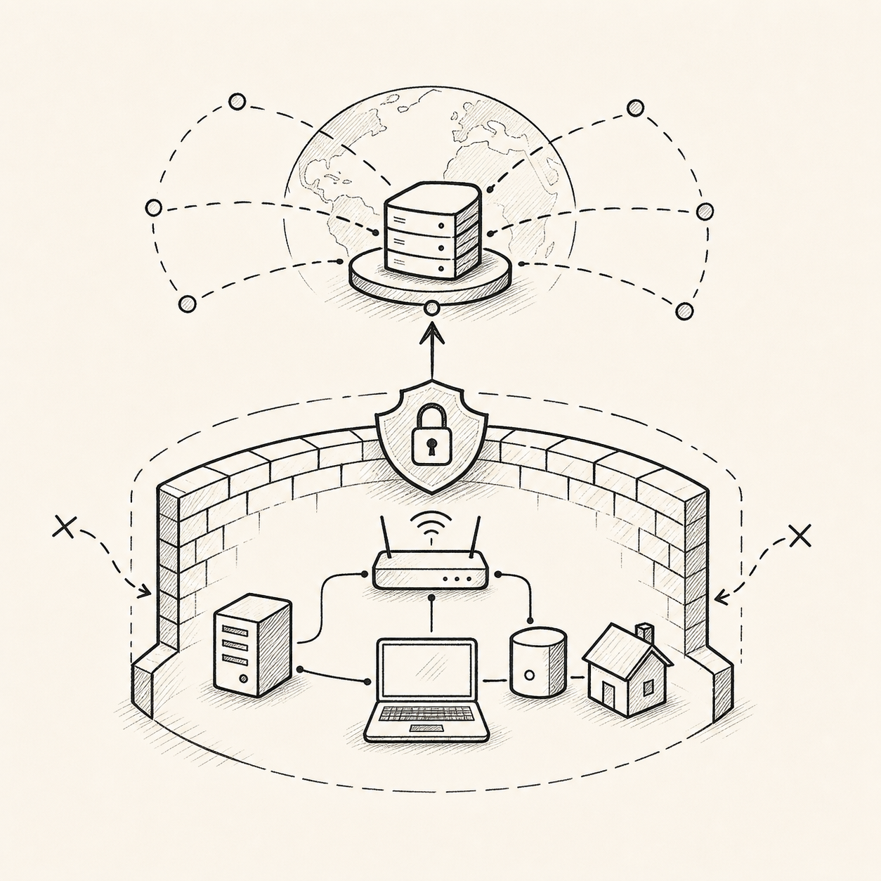 Broker boundary protecting private services
